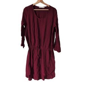 Kain Label Burgundy Rayon Made in USA Cinch Waist Mini Dress - Size Large